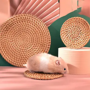 Летний прохладный ротанговый коврик, Износостойкая Круглая кроватка против укусов для хомяка Golden Silk Bear Rabbit
