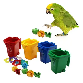 4 шт. / компл. Мини-мусорное ведро, Игрушечные птицы, попугай, игрушки для тренировки интеллекта, принадлежности для домашних птиц C42