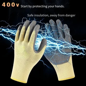 изолирующие перчатки 400 В, защитные перчатки от электричества, резиновые перчатки для работы электрика, нескользящие перчатки для защиты от тяжелых условий труда