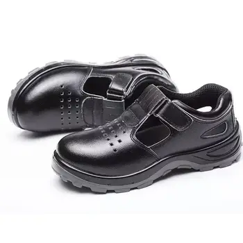 мужские повседневные дышащие чехлы со стальным носком, рабочая обувь, мягкие кожаные рабочие сандалии, летние защитные ботинки, инструменты, безопасная обувь